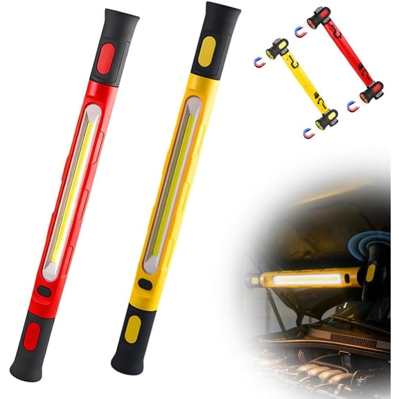 3000 Lumens Rechargeable Work Light,2026 New Magnetic Work Light with 3 Lights Modes, Portable Durable Under Hood LED Lights Bar for Auto Repair, Technicians Garage,Workshop (Red+Yellow)