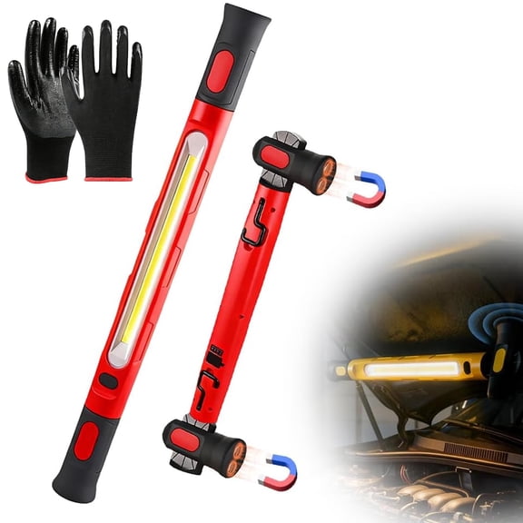 3000 Lumens Rechargeable Work Light,5200mAh 20W Magnetic Design 3-Mode Color Temp, Portable LED Mechanic Under Hood Light with Hooks for Car Repair,Technicians Garage,Workshop Red