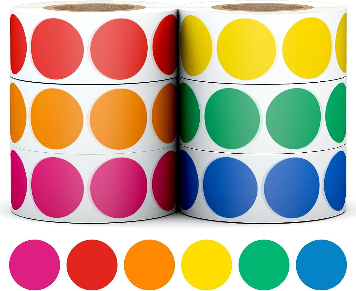 3000 PCS 3/4" Round Color Coding Circle Dot Sticker Labels 6 Color