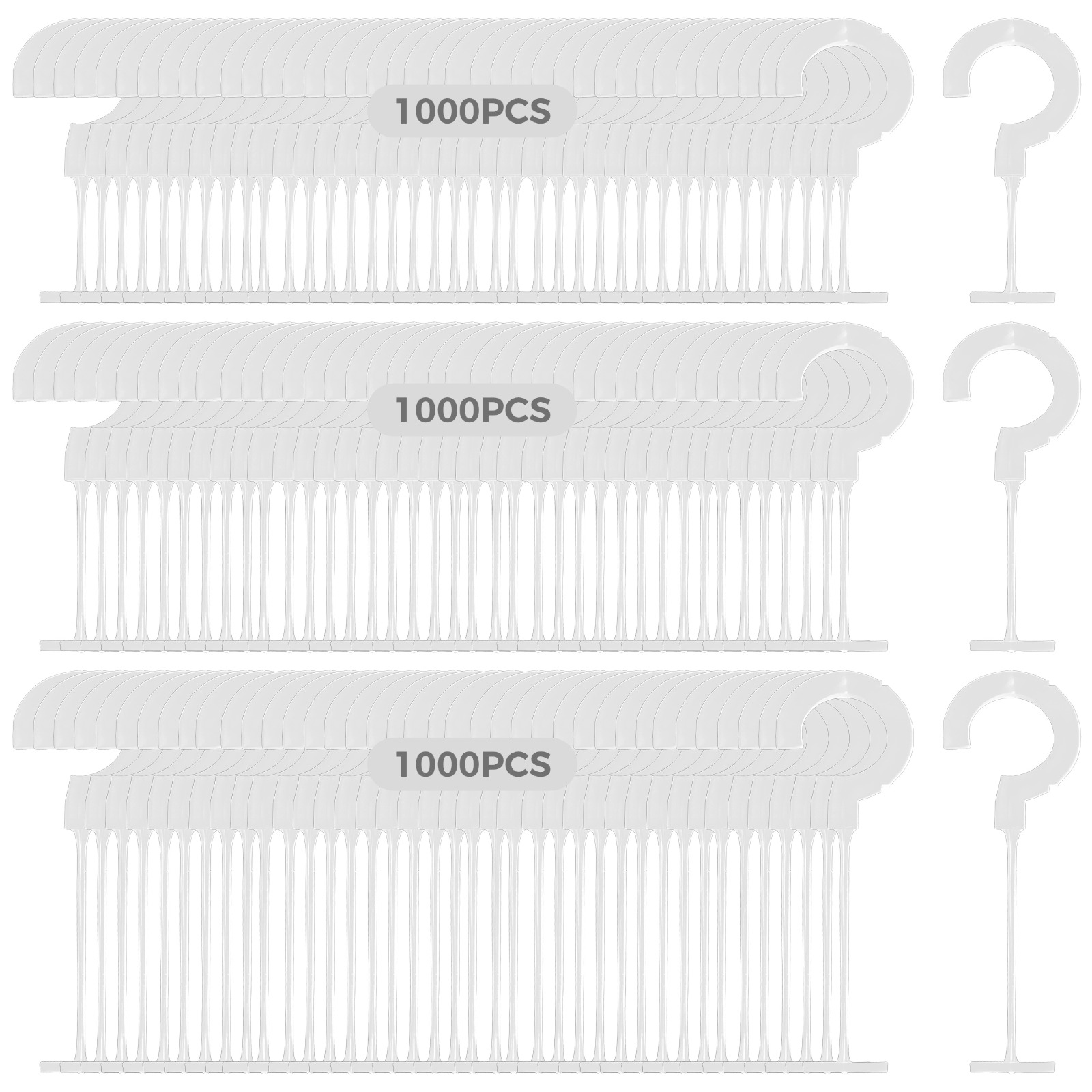 3000 PCS Plastic J-Hook Fasteners Set, 3 Sizes 1 Inch 1.4 Inches 1.8 ...
