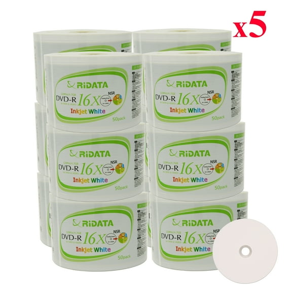 3000 Pack Ridata DVD-R 16X 4.7GB 120 Min White Inkjet Hub Printable Blank Data Video Media Recordable Disc