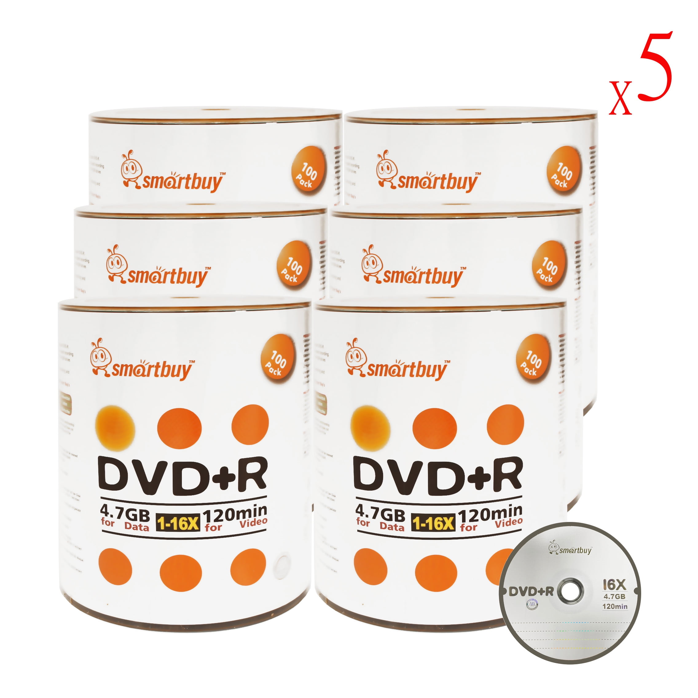 3000 Pack Smartbuy 16X DVD+R DVDR 4.7GB Logo Top (Non-Printable) Data Video Blank Recordable Disc