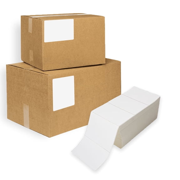 Thermal Transfer Fanfold Labels Perforated Self-Adhesive White 3000 count 6 x 4 in