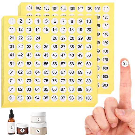 3000 Pcs 1-200 Small Number Stickers Tutuviw 30 Sets Self-Adhesive Round Labels Consecutive Number Decals Inventory Stickers for Indoor Outdoor Organizing, Storage, Boxes, Toolbox