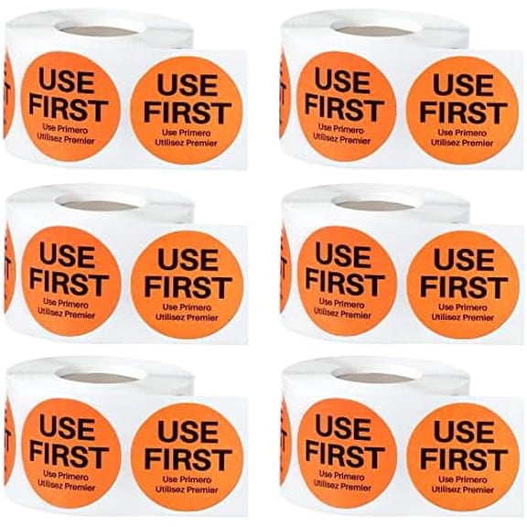 3000 Pcs 1.5 Inch Use First Inventory Control Label Permanent Adhesive Restaurant Quality Food Labels Use First Stickers Food Service Disposable Labels Small Circle Stickers(Orange)