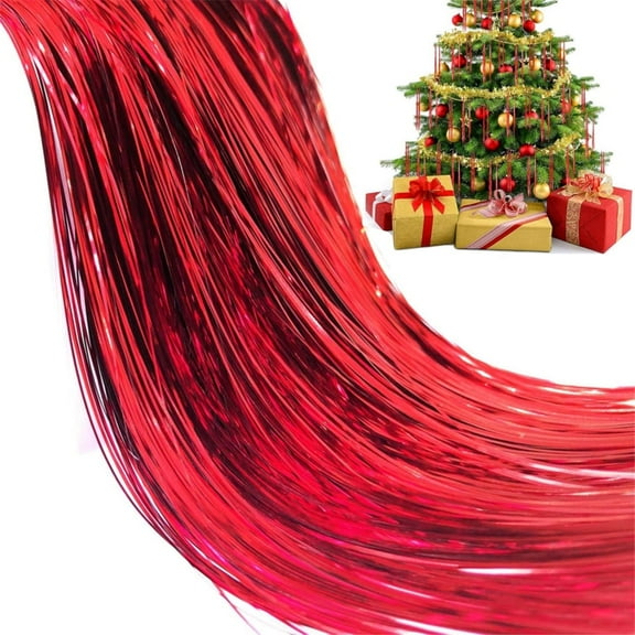 3000 Pcs Christmas Tree Tinsel Metallic Red Icicle Strands Hanging Foil Fringe Tinsel Curtain Decorations for Xmas Wedding Birthday Party Holiday Home Decor 19.6 inch By HXRH