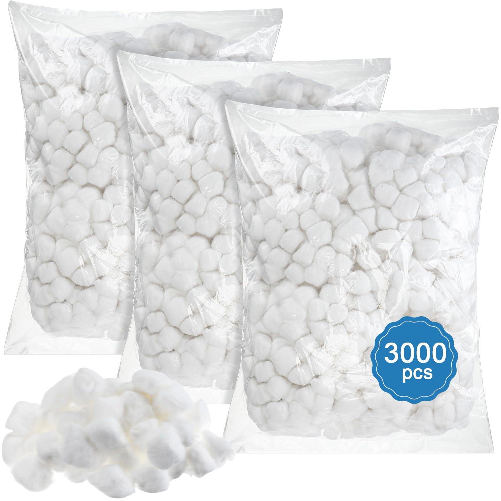 3000 Pcs Cotton Balls OIF8Bulk Medium Size Organic Pure Cotton Balls for Makeup Remover, Nail Polish Remover and More
