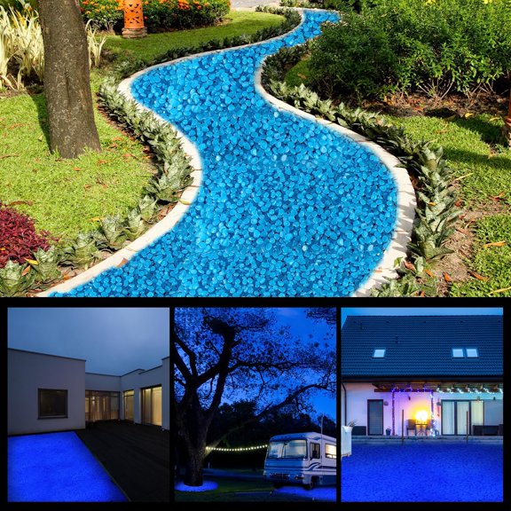 3000 Pcs Glow in The Dark Rocks 1 Inch Glow Rocks 12.6 LB Garden Glow in The Dark Stone Outdoor Glow in The Dark Pebbles for Landscaping Walkway Pathway Backyard Fish Tank Plant (Dark Blue)
