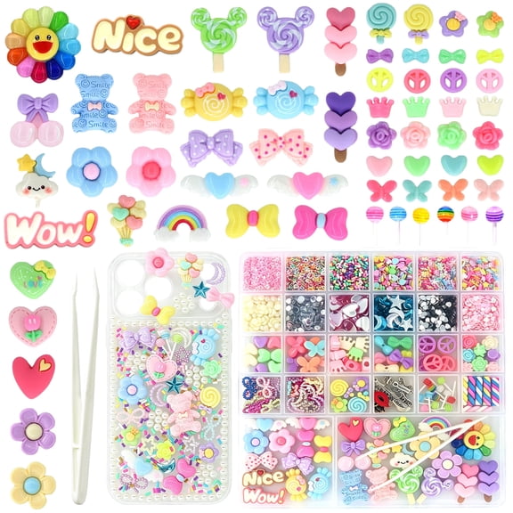 3000 Pcs Junk Case Charms Kit, Diy Phone Case & Nail Decor with Big Charms, Kawaii Bows, Pearls, Rhinestones for Aesthetic Personalization