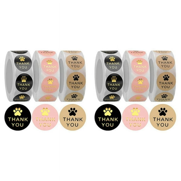 3000 Pcs Round Kraft Paws Print Thank You Labels Stickers, Dog Claw Labels, Present for Sealing and Decoration