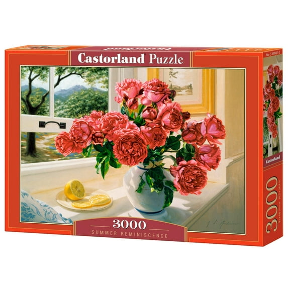 3000 Piece Jigsaw Puzzle, Summer Reminiscence, Still nature puzzle, Flowers in a vase, Adult Puzzle, Castorland C-300631-2