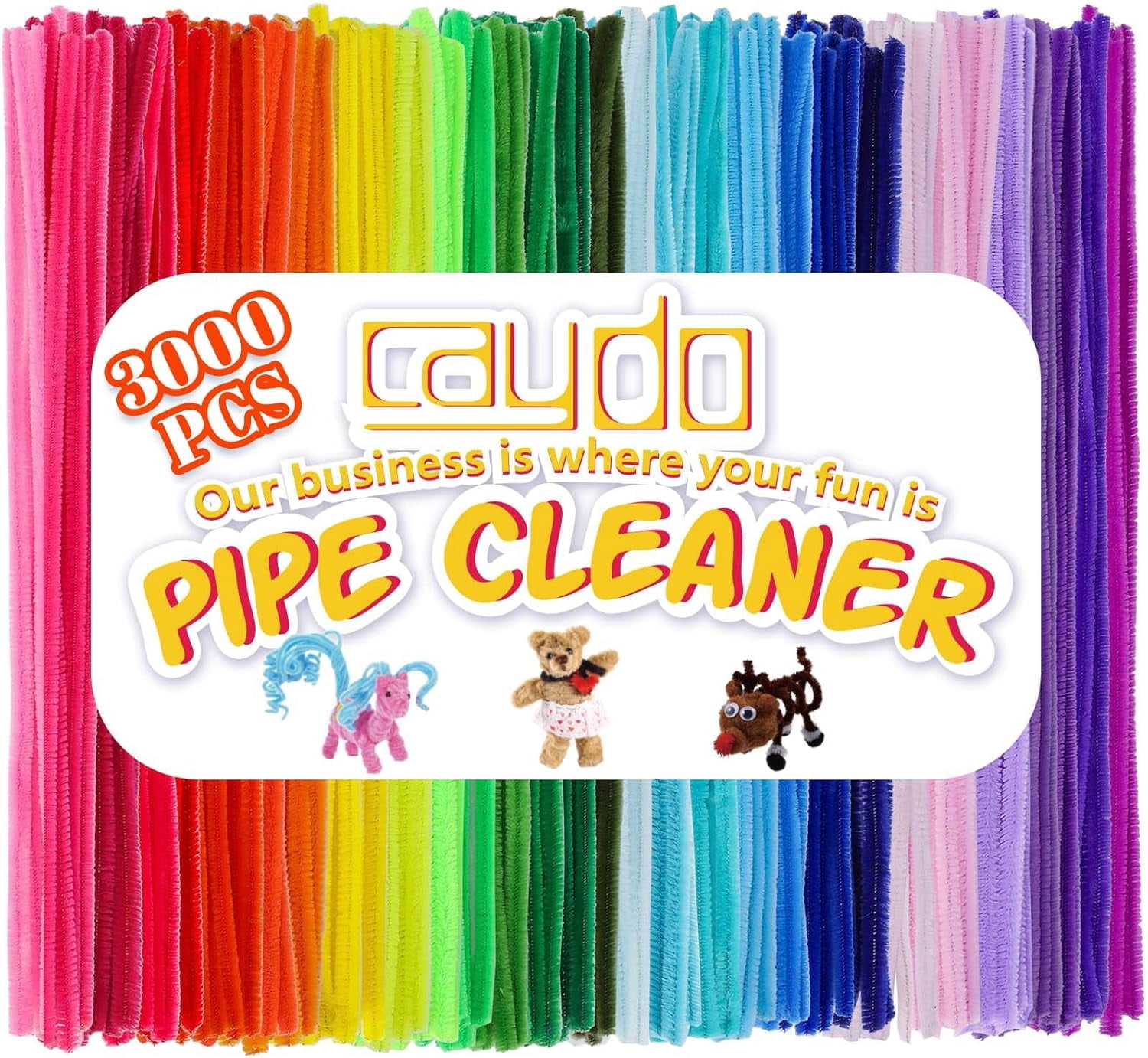 3000 Pieces Pipe Cleaners 40 Assorted Colored Chenille Stems with 100 Pieces Wiggle Eyes for Art and Crafts, Children’s Craft Supplies (6 mm x 12 inch)