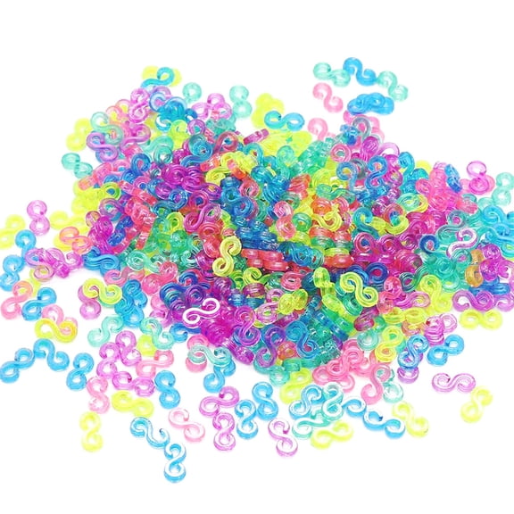 3000 Pieces S Clips Loom Bands Connectors,Rubber Connectors Refills,Plastic Hooks for Rubber Band Bracelets & DIY Bracelet Making Refill Kit