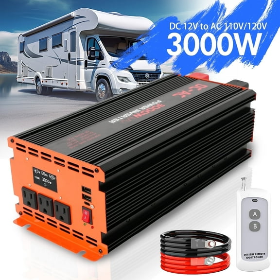 3000 Watt Power Inverter  12V DC to 110V/120V AC Converter Car Inverter with LCD Display & Remote Control