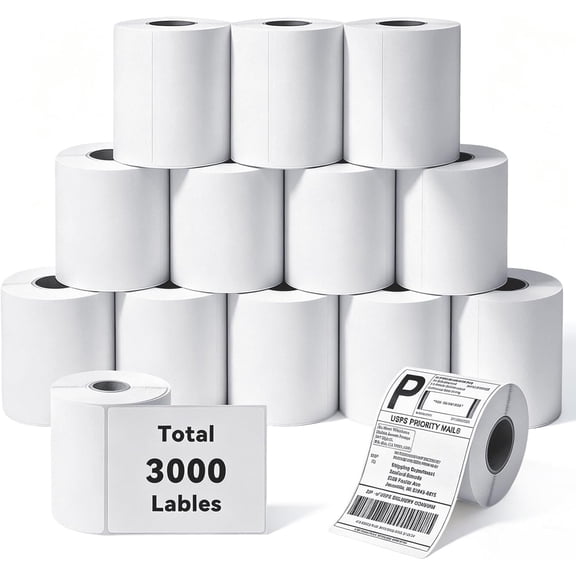 3000 count 4"x6" Thermal Shipping Labels - 12 Rolls of 250, Direct Thermal Labels Roll Compatible with Rollo, , and  Printers, for UPS, FedEx & USPS