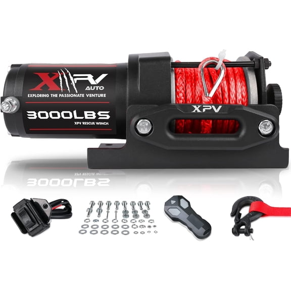 3000 lb 12V DC Electric Winch, Off Road Waterproof Winch for UTV ATV Boat with Both Wireless Handheld Remote and Corded Control Recovery Winch Synthetic Rope