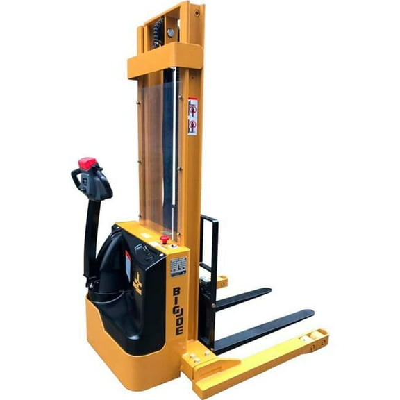 3000 lbs S30-128 Fully Powered Straddle Stacker with 128 in. Lift Forks Inside Legs