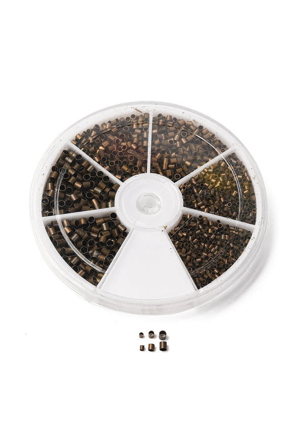 3000 pcs 3 Sizes Brass Tube Crimp Beads Cord End Caps Diameter 1.5mm 2mm 2.5mm for Bracelet Necklace Jewelry Making Bronze