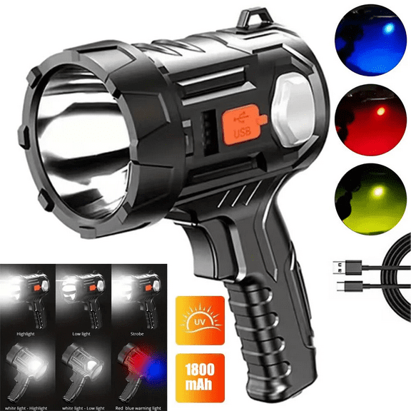 300000LM Solar/USB Rechargeable LED Spotlight Flashlight Searchlight Handheld