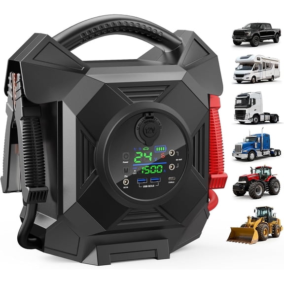 30000A 1S Startup Truck Jump Starter Heavy Duty,CAT797 12V/24V Smart Switching Lithium Battery Charger Booster Pack for Extreme -40°F to 140°F,for Diesel Engines Up to 50L and Gasoline Up to 99L