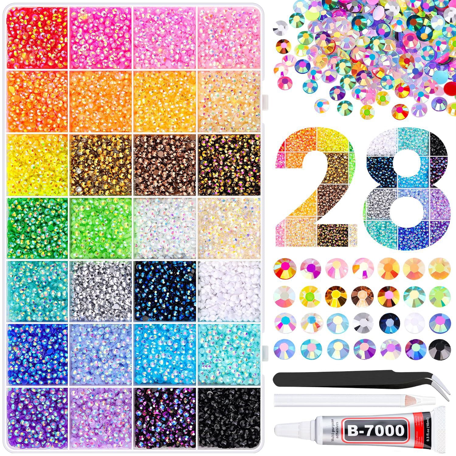 30000PCS 3mm Color AB Resin Rhinestones for Nails Face Eye Makeup Tumblers Bottles Crafts Shoes Phones
