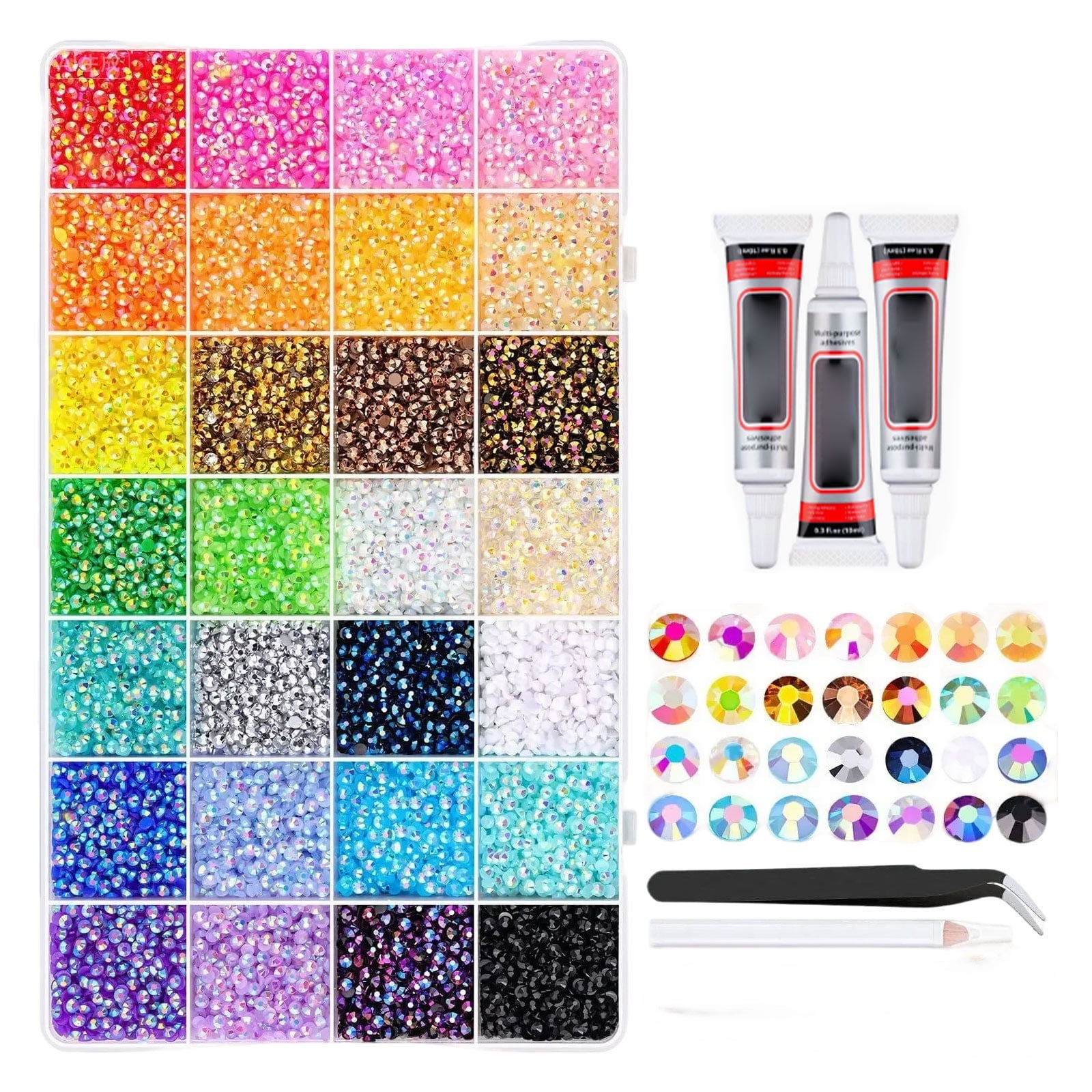 30000Pcs 3mm Resin Rhinestones Bedazzler Kit with Tweezers and B7000 ...
