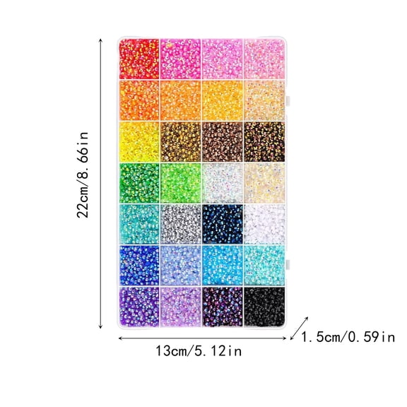 30000Pcs Bling Resin Rhinestones for Crafts  Multicolor 3mm Flatback Gems in 28 Grids Perfect for Bedazzling Nail Art, Makeup, Clothing & DIY Projects