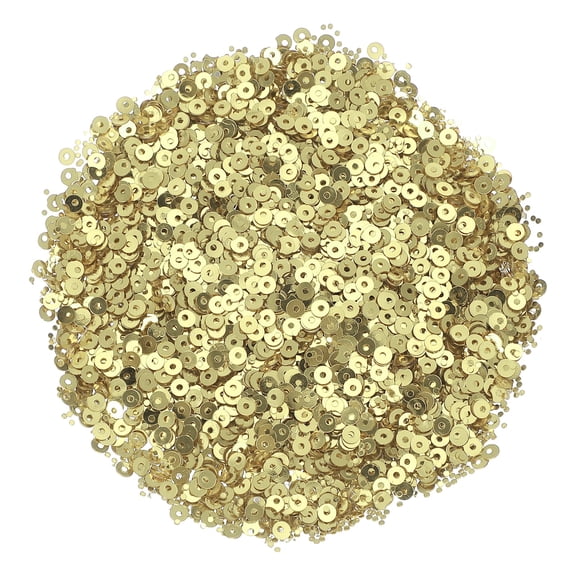 Uxcell 10 Pcs 100g Flat Sequin Paillettes 0.12" Flat Round Loose Sequin with Single Holes for DIY Crafts Light Gold