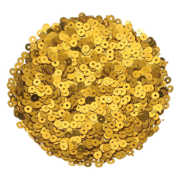 Uxcell 10 Pcs 100g Flat Sequin Paillettes 0.16" Flat Round Loose Sequin with Single Holes for DIY Crafts Dark Gold