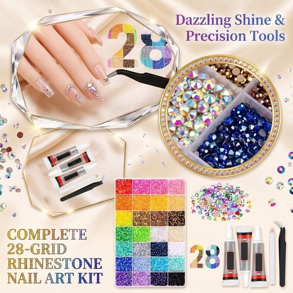 30000Pcs Rhinestones for Bedazzling 3mm Multicolored Jelly Flat Resin Stones All In One Craft Kit For Shoe Book & Diamond Painting