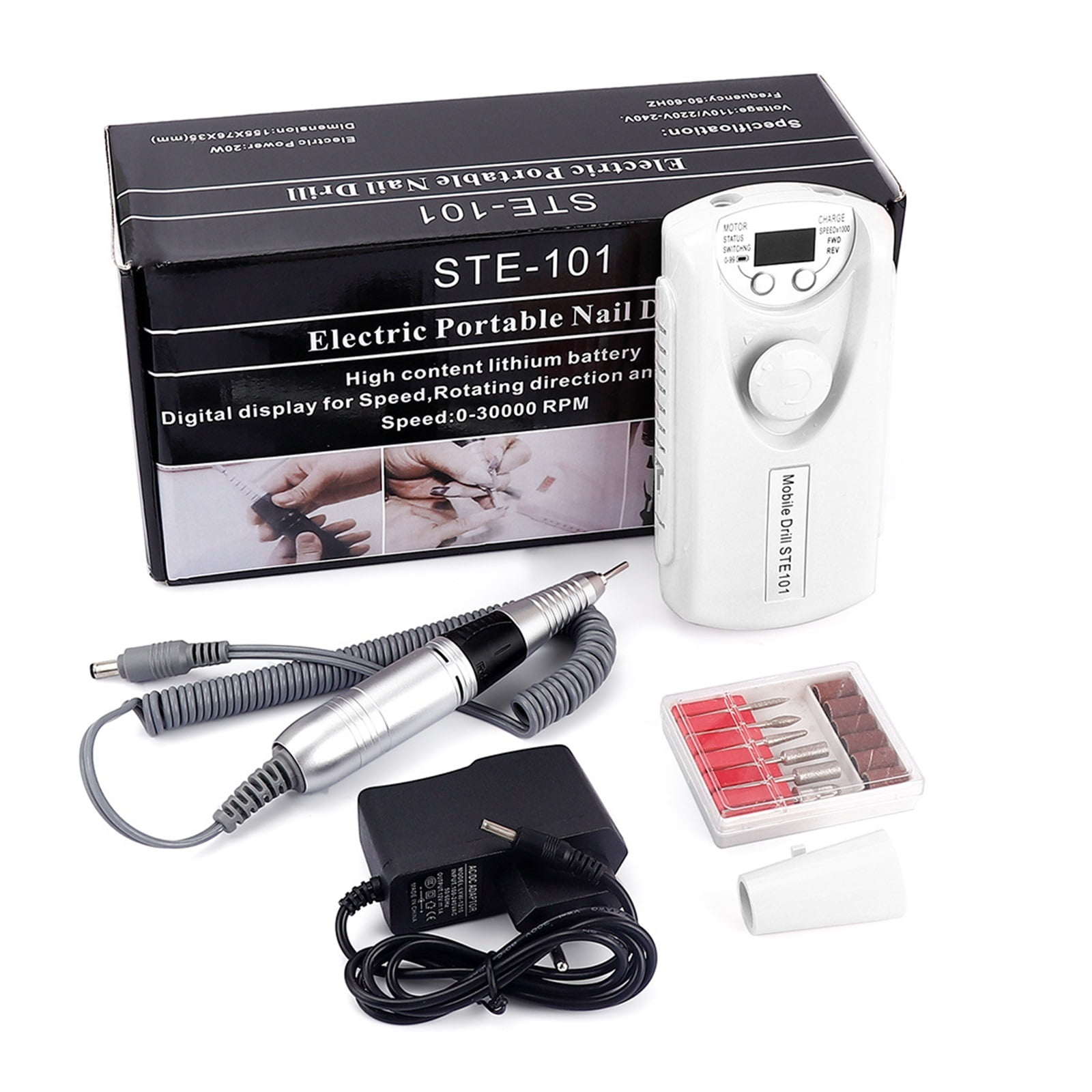 30000RPM Electric Nail Drill Machine, Portable Rechargeable Pro Electric Manicure Nail File, Pro Pedicure Nail Cutter With Display ,Low Noise