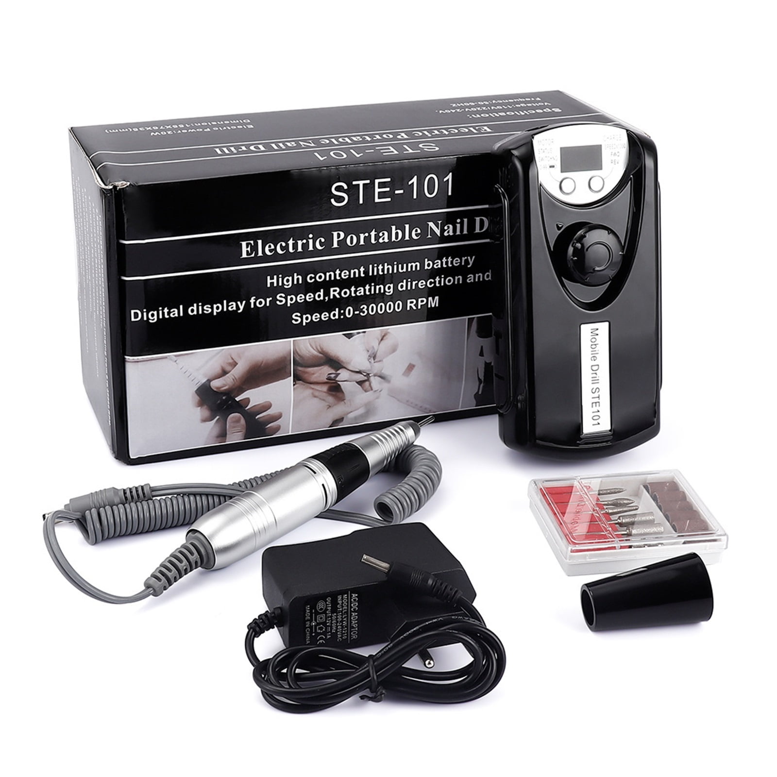 30000RPM Electric Nail Drill Machine, Portable Rechargeable Pro Electric Manicure Nail File, Pro Pedicure Nail Cutter With Display ,Low Noise
