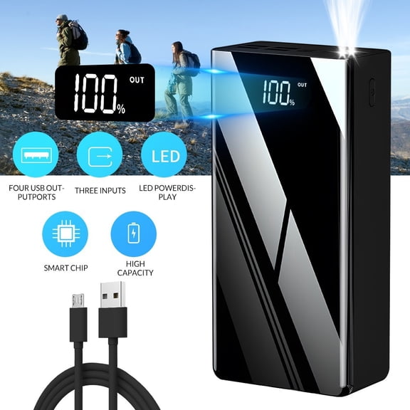30000mAh Portable Power Bank LCD LED 4 USB External Battery Fast Charging