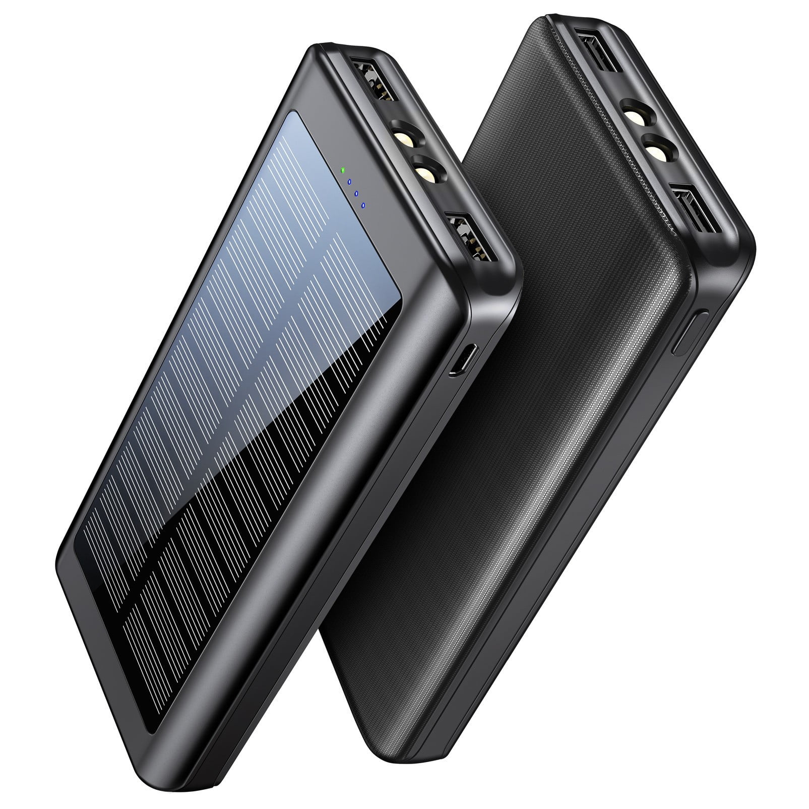 30000mAh Solar Power Bank, Portable Charger Battery with 2 Output and 2 Input Ports, Universal USB C Power Bank with Flashlight and 4LED Indicator for iPhone, Samsung, iPad etc