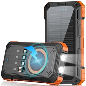SOLPOWBEN 49800mAh Solar Charger Power Bank for Iphone/Android, 22.5W Fast Charging Solar Power Bank, Portable 15W Wireless Charger Built-in 4 Cables,Dual Flashlights Battery Pack for Outdoor Camping