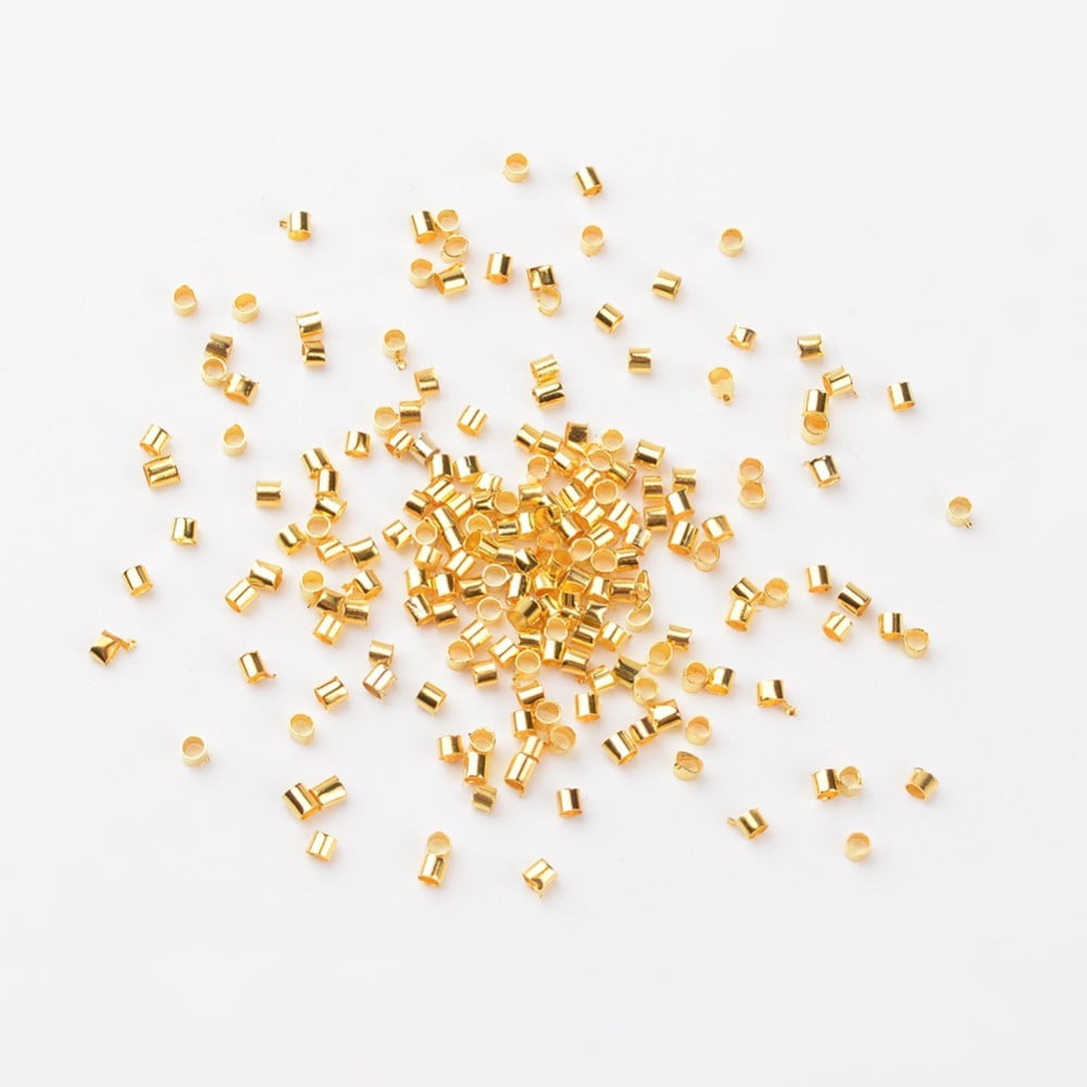 30000pc Brass Crimp Beads Cadmium Free & Lead Free Tube Golden Color about 2mm wide 2mm long hole: 1.5mm