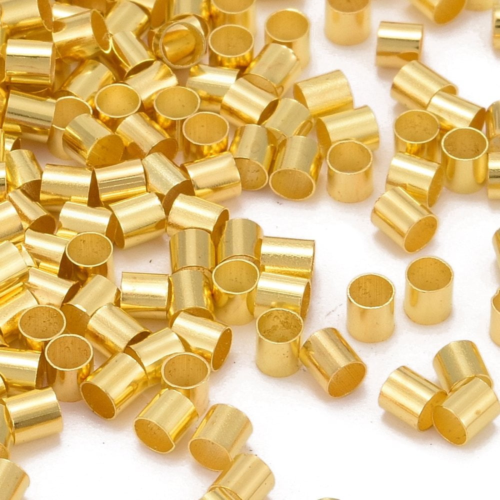 30000pcs Brass Crimp Beads Cadmium Free & Nickel Free & Lead Free Tube Golden 2.5x2.5mm Hole: 2mm