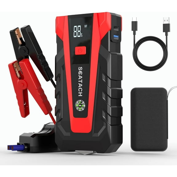 3000A Car Battery Jump Starter,12V Jump Starter Battery Pack Portable (up to 9.0L Gasoline and 7.0L Diesel Engine), Jump Box with 3 Modes Flashlight and Jumper Cables