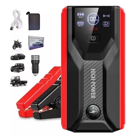 3000A Car Battery Jump Starter, Portable Car Jump Starter, Battery Jump Starter with LED Light 12V Jump Pack for Gas & 12L Diesel