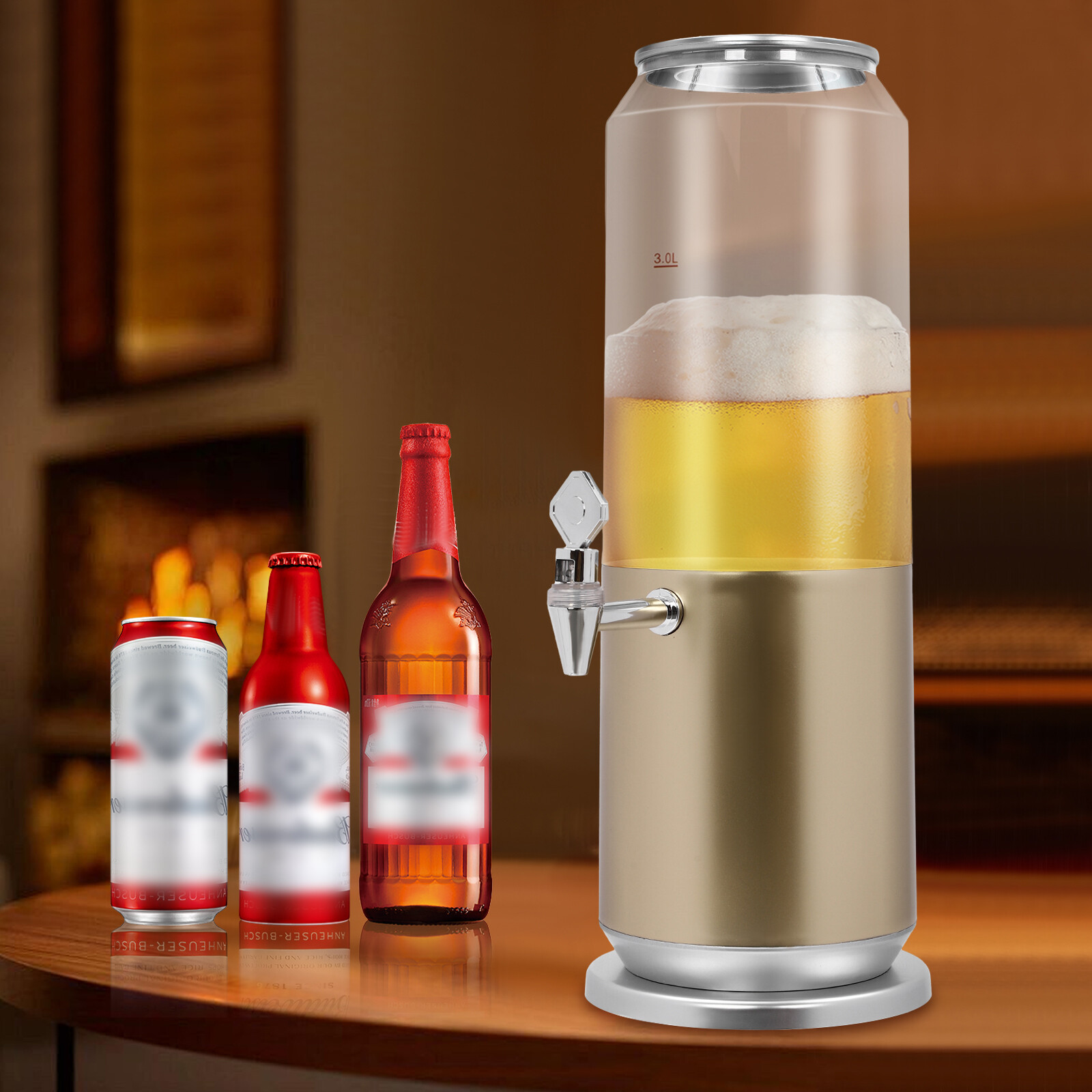 3000CC 3L Columnar Beverage Dispenser Liquor Diispenser Beer Dispenser 48*25cm for Weddings, Parties