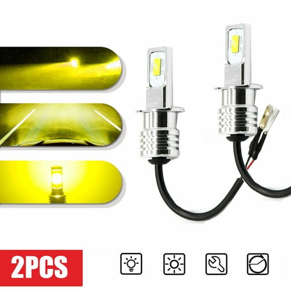 3000K Golden Yellow H3 CSP LED Fog Light Bulbs Conversion Kit, 55W 6000LM, Energy Saving, No UV and IR Radiation, Plug and Play
