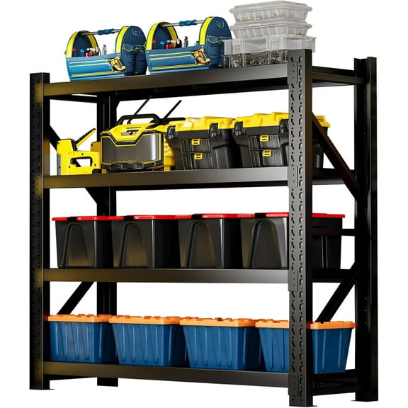 3000LBS Heavy-Duty Garage Shelving, 47" W Metal Shelves, 4-Tier Adjustable Garage Shelving Units, Storage Racks for Warehouse, Workshop