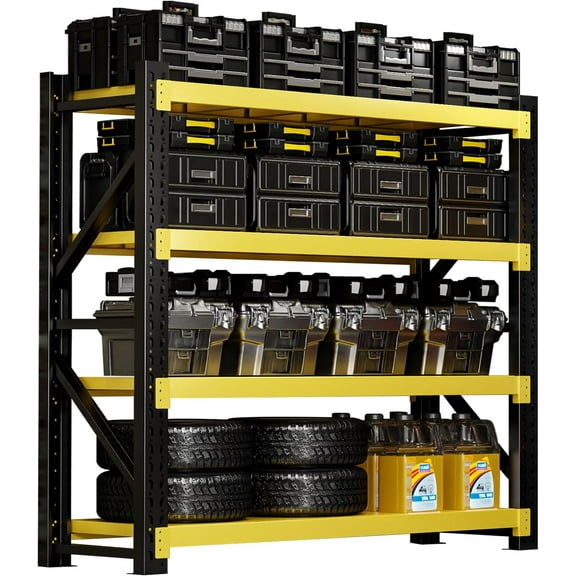 3000LBS Heavy-Duty Garage Shelving, 59" W Metal Shelves, 4-Tier Adjustable Garage Shelving Units, Storage Racks for Warehouse, Workshop