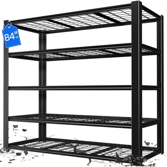 3000LBS Heavy Duty Garage Shelving, 84" H Storage Shelves 5 Tier Metal Garage Shelving Heavy Duty, Adjustable Metal Shelves for Warehouse, Basement, Workshop, 24" D x 47" W x 84" H