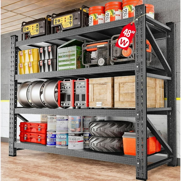 3000LBS Heavy Duty Garage Shelving Units,48" Wide & Deep Storage Shelves,Metal Garage Shelves,Large Storage Rack,Steel Shelf,Industrial Shelving for Shop,Warehouse,Basement,48" W x 24" D x 70" H
