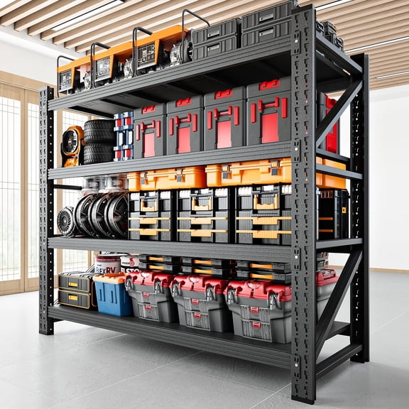 3000LBS Heavy Duty Garage Shelving Units, 48x23.7x70 Inch Adjustable Metal Storage Shelves, 5-Tier Powder-Coated Industrial Utility Rack for Warehouse Pantry
