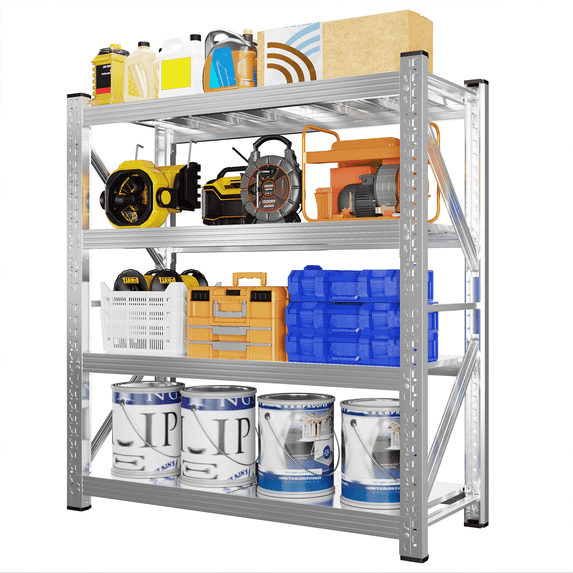 3000LBS Heavy Duty Stainless Steel Shelves Garage Shelving 4-Tier Metal Storage Shelves Adjustable Shelf Unit Storage Rack for Basement Supermarket Warehouse 68.9" W x 23.7" D x 70" H