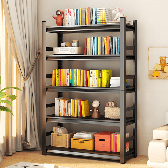3000LBS Metal Basement Storage Shelves,5-Tier Garage Shelving Unit,72"Hx36"W Steel Pot Rack,Heavy Duty Adjustable Warehouse Shelf Black for Clutter,Seasonal Items Kitchen Pantry Organization
