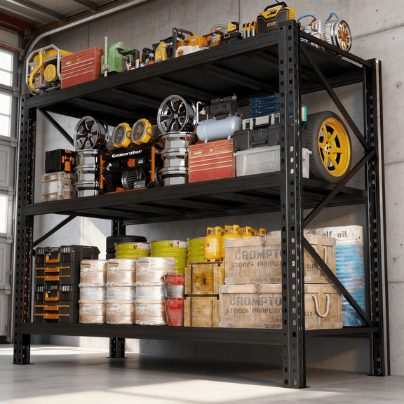 3000LBS Storage Shelves,48" W Garage Shelving Heavy Duty Metal Adjustable Garage Shelves, Shelving Units Industrial Shelving for Warehouse,48" W x 20" D x 63" H,Black