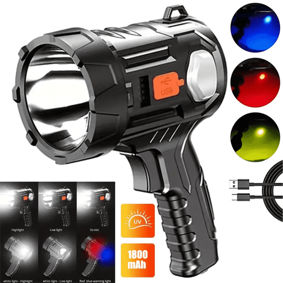 3000LM Bright Solar/USB Rechargeable LED Spotlight Flashlight Searchlight US